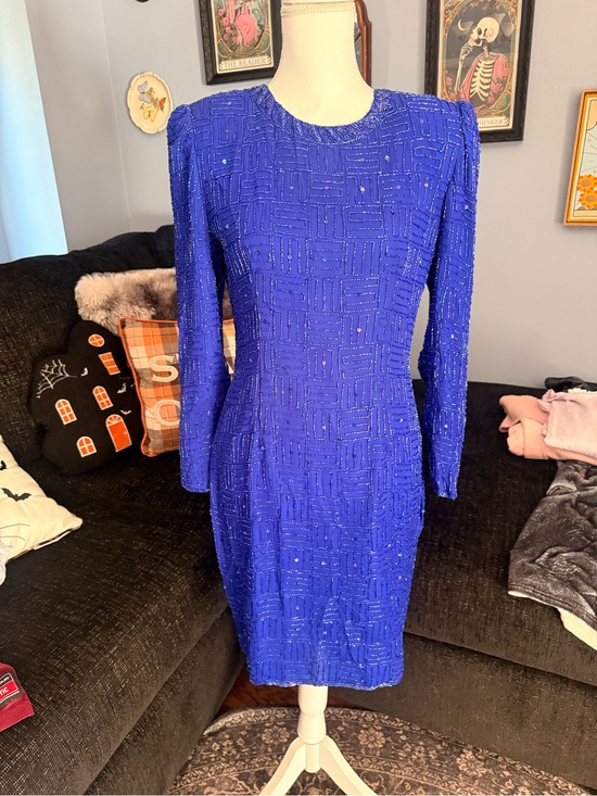Robert anthony Dresses & Skirts - Beaded Long Sleeve Sheath Dress in Royal Blue